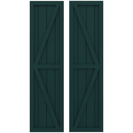 Americraft 4-Board Wood 2 Equal Panel Frmd Board-n-Batten Shutters W/ Dubl Z-Bar, ARW102BF414X72FGH